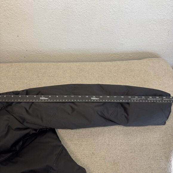 London Fog Parka Long Coat Knit Sweater Collar Black Down Filled Puffer Size L - Picture 8 of 11